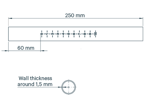 Kajaksport Melan jakoputki, 250 mm